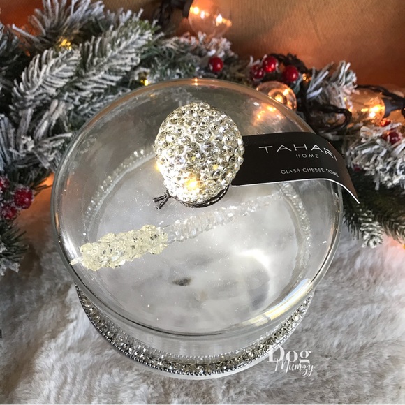 Tahari Marble Cake Pastry Glass Dome Metal Stand Holder Cheese Cloche - Picture 3 of 4